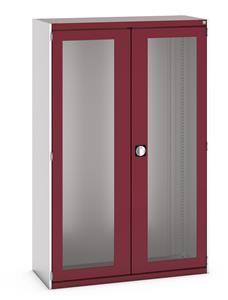 40013023.** cubio cupboard with window doors. WxDxH: 1050x525x2000mm. RAL 7035/5010 or selected